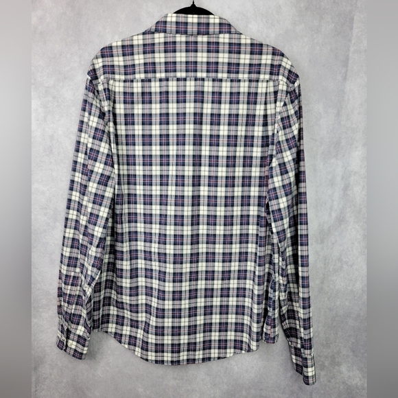 Original Penguin Men’s Blue White Red Crosshatch Button Down Heritage Slim Fit - Picture 2 of 10